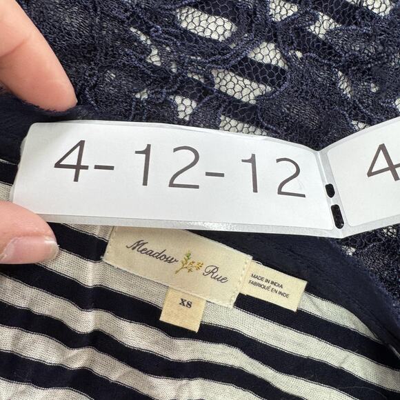 Meadow Rue Dress Womens‎ XS Lace Overlay Striped Lined Boho Anthropologie - Picture 3 of 7